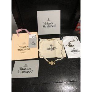 Vivienne Westwood *FULL GIFT SET* Gold Orb Pearl Choker Necklace- Brand New 15in